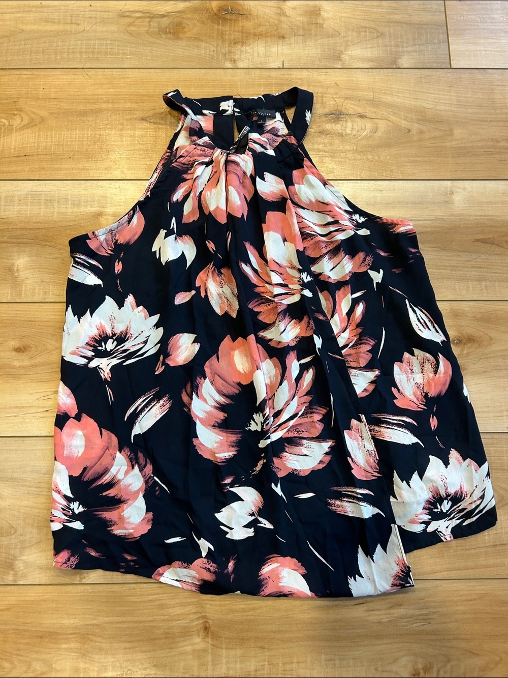 NWOT Limited Floral Halter Swing Top in Black and Coral
